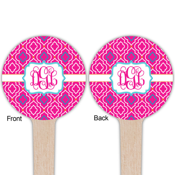 Colorful Trellis Wooden 4" Food Pick - Round - Double Sided - Front & Back