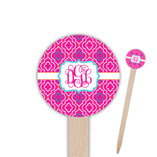Custom Colorful Trellis 6" Round Wooden Food Picks - Single Sided (Personalized)