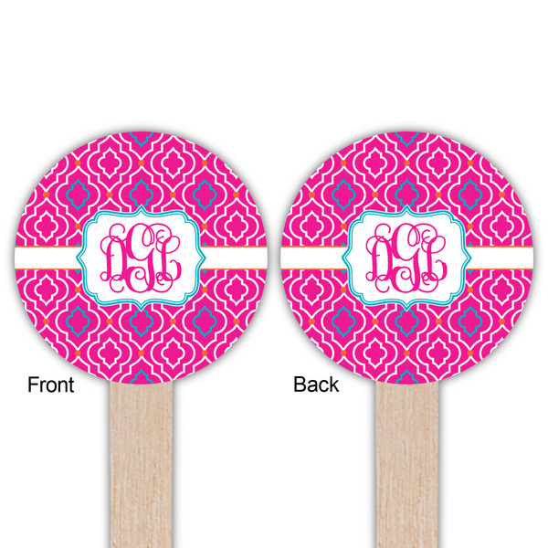 Colorful Trellis Wooden 6" Food Pick - Round - Double Sided - Front & Back