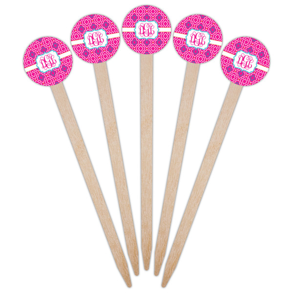 Colorful Trellis Wooden 6" Food Pick - Round - Fan View