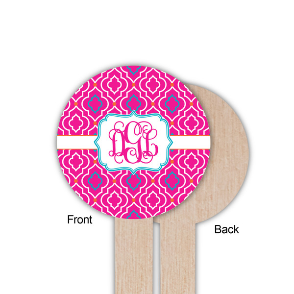 Colorful Trellis Wooden 6" Food Pick - Round - Single Sided - Front & Back