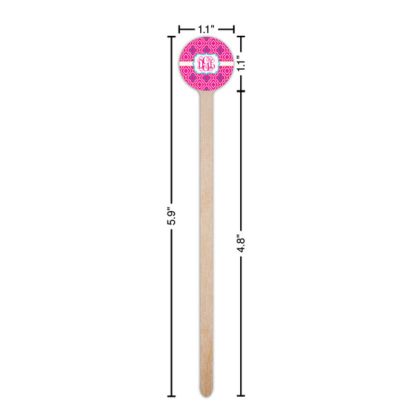 Colorful Trellis Wooden 6" Stir Stick - Round - Dimensions