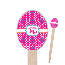 Colorful Trellis Oval Wooden Food Picks - Single Sided (Personalized)
