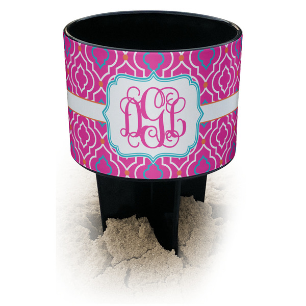 Custom Colorful Trellis Black Beach Spiker Drink Holder (Personalized)