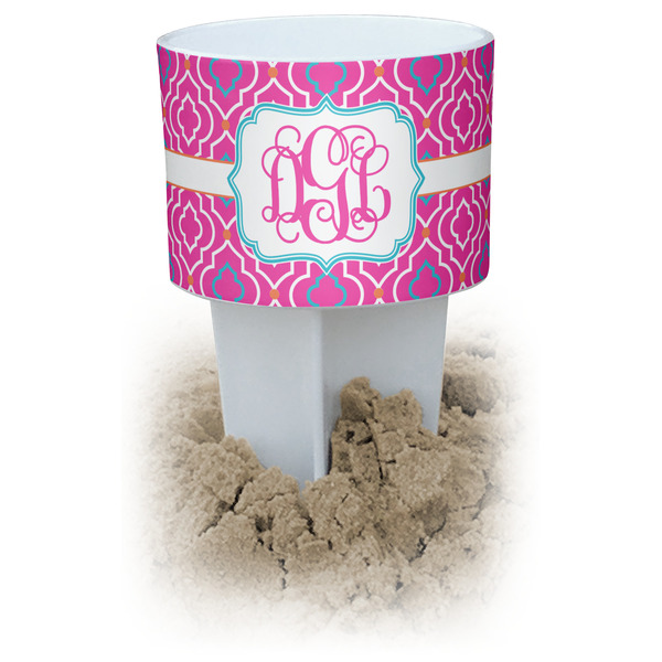 Custom Colorful Trellis White Beach Spiker Drink Holder (Personalized)