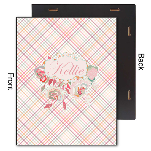 Modern Plaid & Floral 11x14 Wood Print - Front & Back View