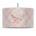 Modern Plaid & Floral 12" Drum Pendant Lamp - Fabric (Personalized)