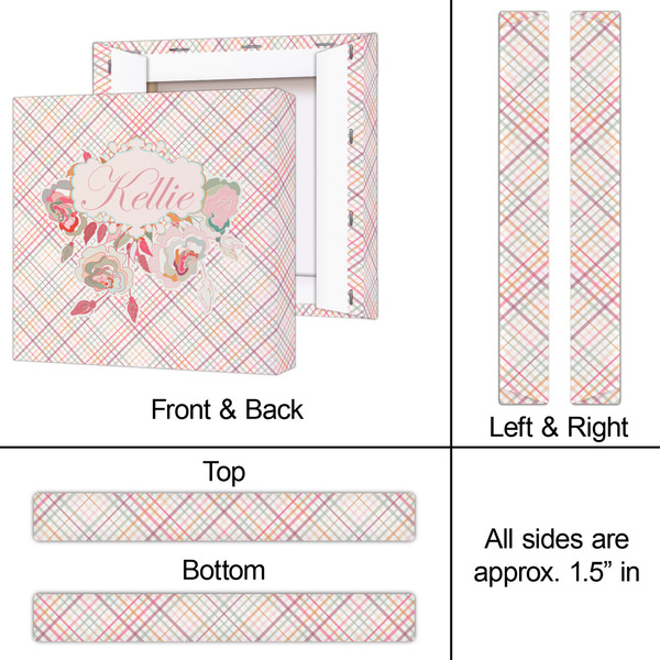 Modern Plaid & Floral 12x12 - Canvas Print - Approval