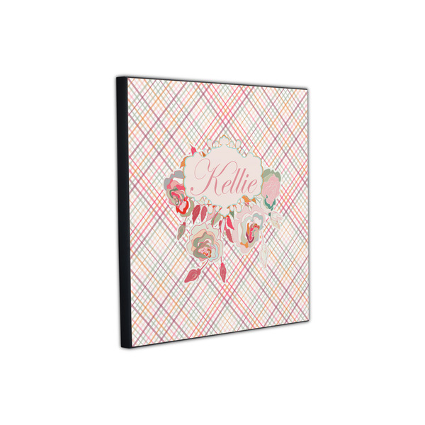 Modern Plaid & Floral 12x12 Wood Print - Angle View