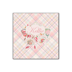 Modern Plaid & Floral Wood Print - 12x12 (Personalized)
