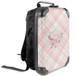 Modern Plaid & Floral Kids Hard Shell Backpack (Personalized)