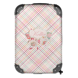 Modern Plaid & Floral Kids Hard Shell Backpack (Personalized)