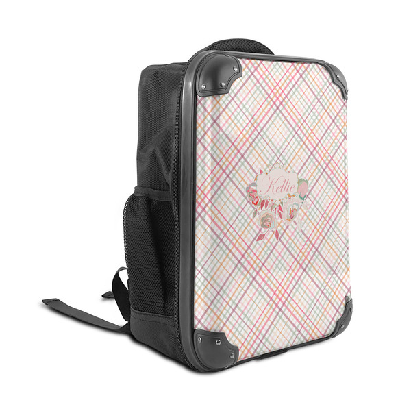 Modern Plaid & Floral 15" Backpack - ANGLE VIEW