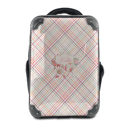 Modern Plaid & Floral 15" Hard Shell Backpack (Personalized)
