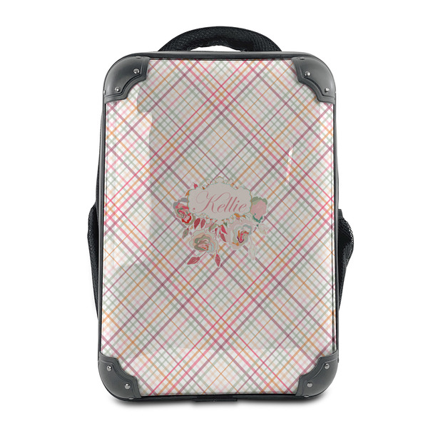 Custom Modern Plaid & Floral 15" Hard Shell Backpack (Personalized)