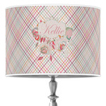 Modern Plaid & Floral 16" Drum Lamp Shade - Poly-film (Personalized)