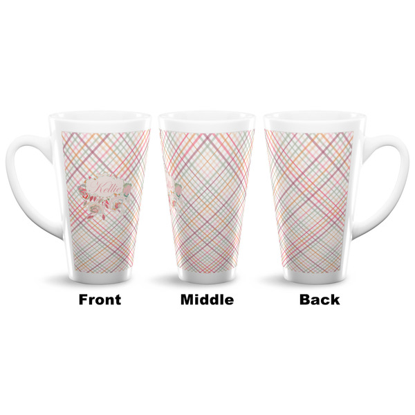 Modern Plaid & Floral 16 Oz Latte Mug - Approval