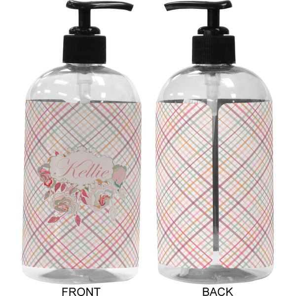 Modern Plaid & Floral 16 oz Plastic Liquid Dispenser (Approval)