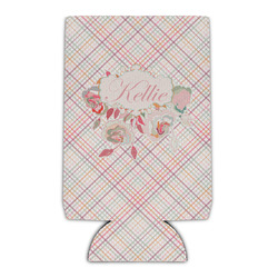 Modern Plaid & Floral Can Cooler (Personalized)