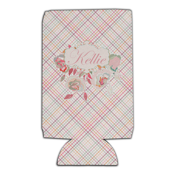 Modern Plaid & Floral 16oz Can Sleeve - Set of 4 - FRONT