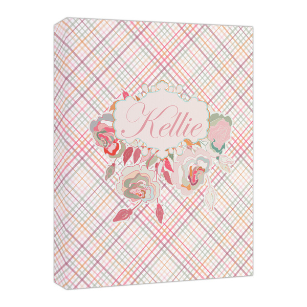 Custom Modern Plaid & Floral Canvas Print - 16x20 (Personalized)