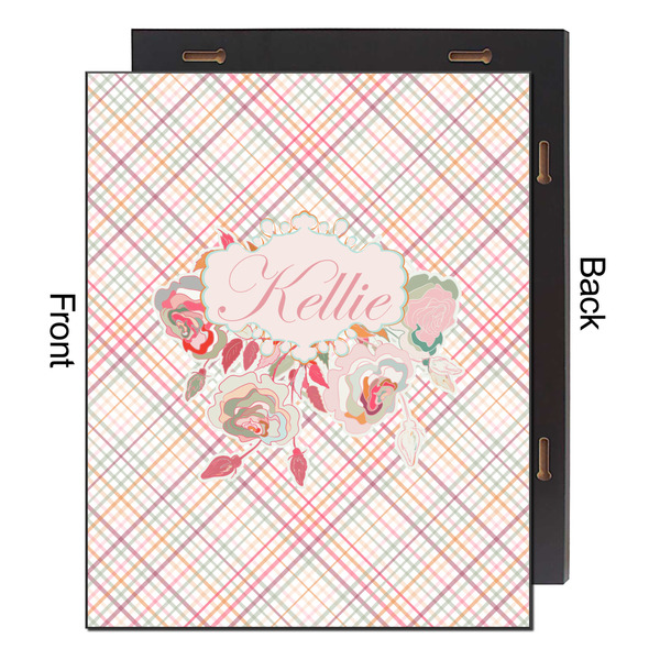 Modern Plaid & Floral 16x20 Wood Print - Front & Back View