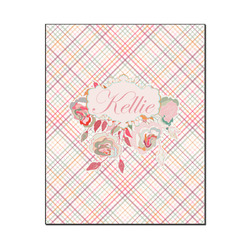 Modern Plaid & Floral Wood Print - 16x20 (Personalized)