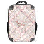 Modern Plaid & Floral Hard Shell Backpack (Personalized)