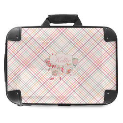 Modern Plaid & Floral Hard Shell Briefcase - 18" (Personalized)