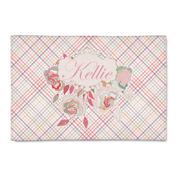 Custom Modern Plaid & Floral 2' x 3' Indoor Area Rug (Personalized)