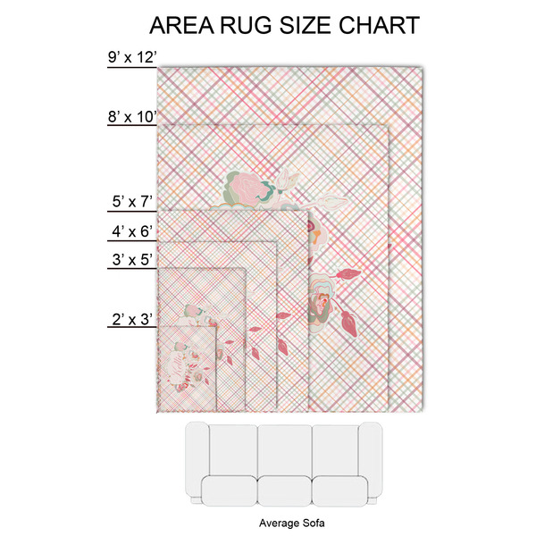 Modern Plaid & Floral 2'x3' Indoor Area Rugs - Size Chart