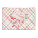 Modern Plaid & Floral Patio Rug (Personalized)