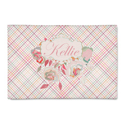 Modern Plaid & Floral 2' x 3' Patio Rug (Personalized)