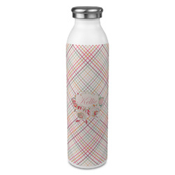 Modern Plaid & Floral 20oz Stainless Steel Water Bottle - Full Print (Personalized)