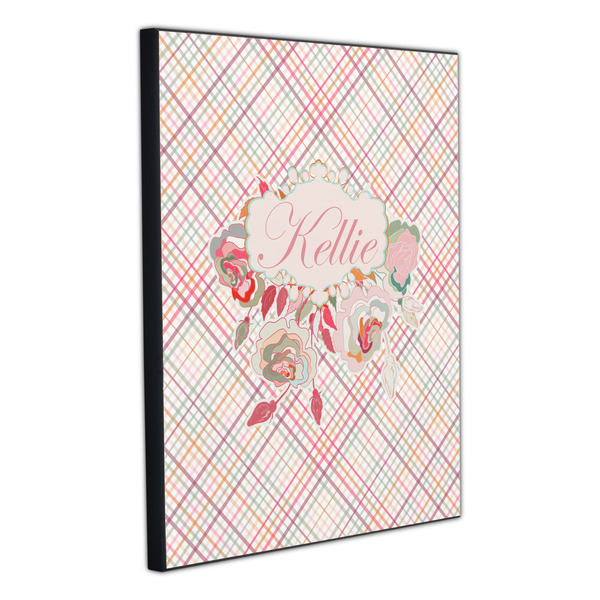 Modern Plaid & Floral 20x24 Wood Print - Angle View