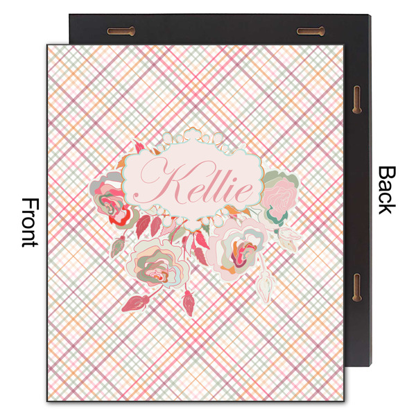 Modern Plaid & Floral 20x24 Wood Print - Front & Back View