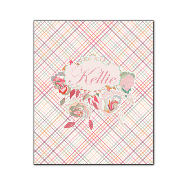 Modern Plaid & Floral 20x24 Wood Print - Front View