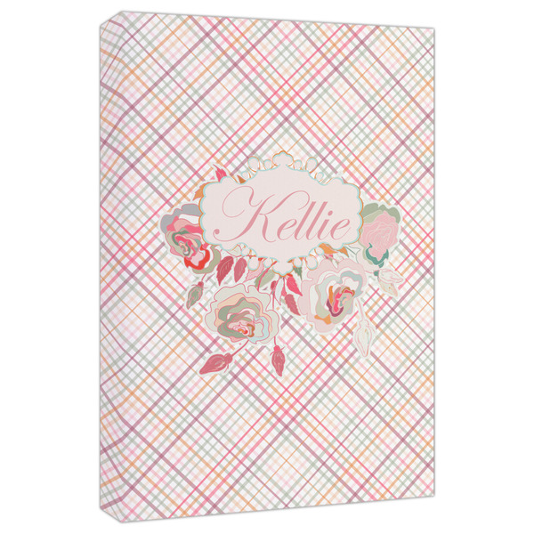 Custom Modern Plaid & Floral Canvas Print - 20x30 (Personalized)