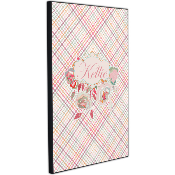 Modern Plaid & Floral 20x30 Wood Print - Angle View