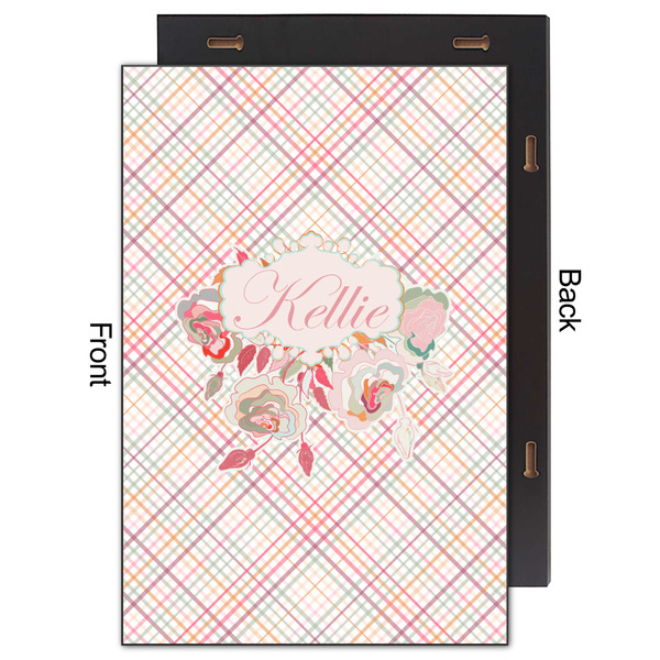 Modern Plaid & Floral 20x30 Wood Print - Front & Back View