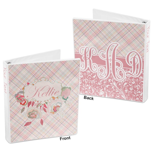 Modern Plaid & Floral 3-Ring Binder Front and Back