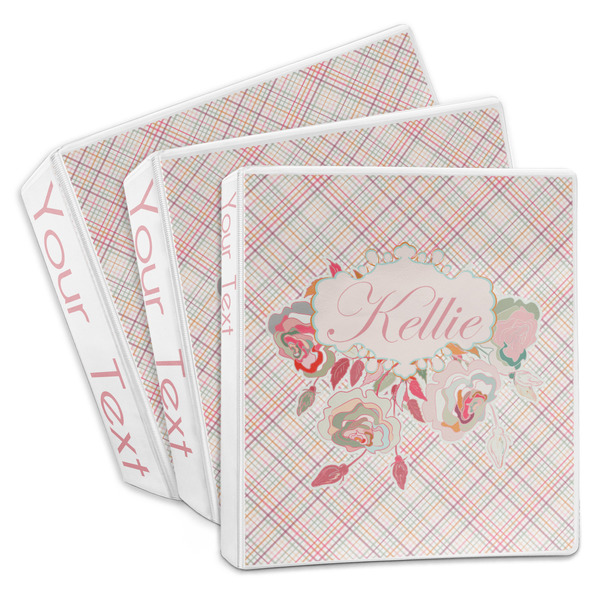 Custom Modern Plaid & Floral 3-Ring Binder (Personalized)