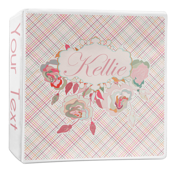 Custom Modern Plaid & Floral 3-Ring Binder - 2 inch (Personalized)