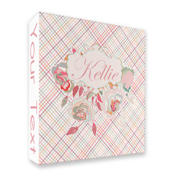 Modern Plaid & Floral 3 Ring Binder - Full Wrap (Personalized)