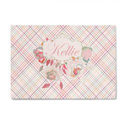 Modern Plaid & Floral 4' x 6' Indoor Area Rug (Personalized)