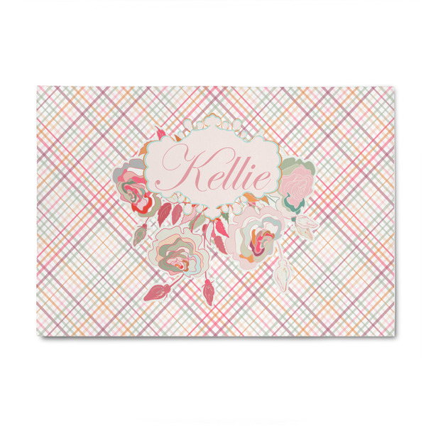 Custom Modern Plaid & Floral 4' x 6' Indoor Area Rug (Personalized)