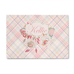 Modern Plaid & Floral 4' x 6' Patio Rug (Personalized)