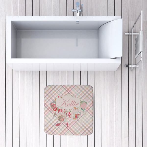 Modern Plaid & Floral 48x48 Foam Memory Mat - LIFESTYLE