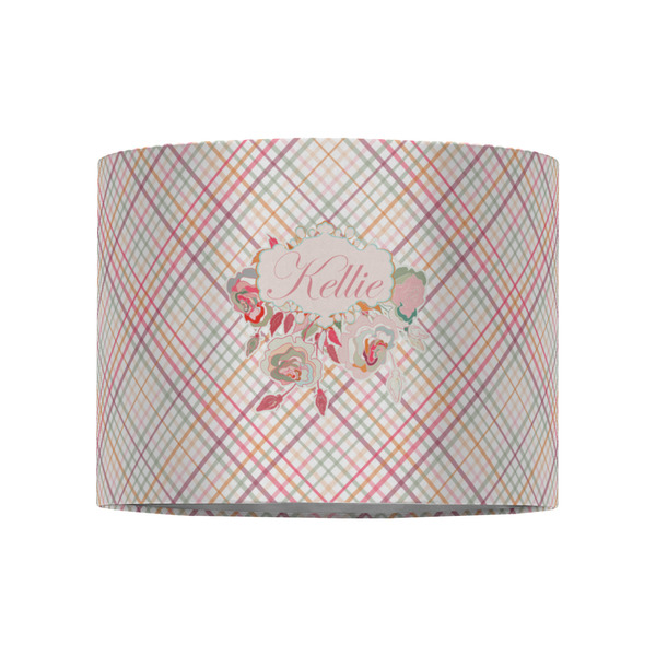 Modern Plaid & Floral 8" Drum Lampshade - FRONT (Fabric)