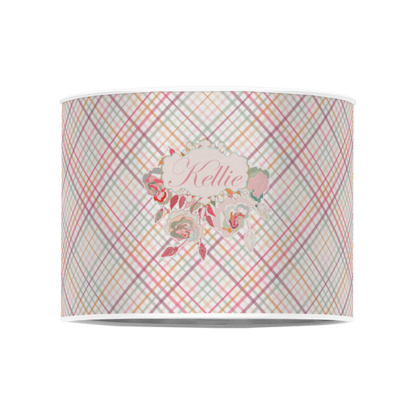 Modern Plaid & Floral 8" Drum Lampshade - FRONT (Poly Film)